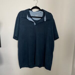 Chaps Golf Leaf Print Polo Shirt size XXL Slate Blue Performance Athleisure